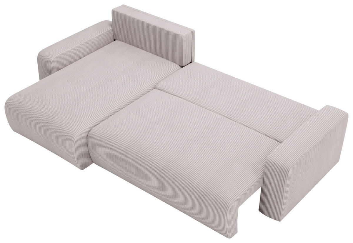 ECKSOFA in Cord Hellgrau  - Hellgrau/Schwarz, Modern, Kunststoff/Textil (150/245cm) - Carryhome