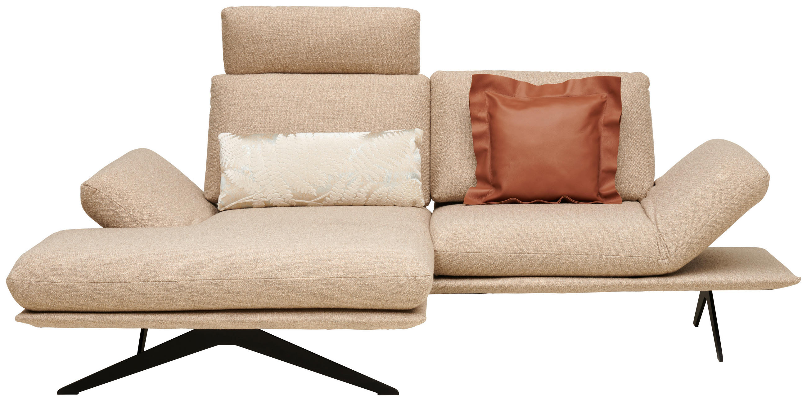 ECKSOFA in Flachgewebe Beige  - Beige/Schwarz, Design, Textil/Metall (155/234cm) - Dieter Knoll