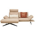 ECKSOFA  in Flachgewebe Beige  155/234 cm  - Beige/Schwarz, Design, Textil/Metall (155/234cm) - Dieter Knoll