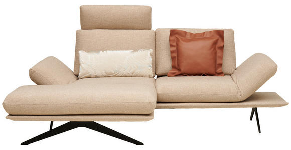 ECKSOFA  in Flachgewebe Beige  155/234 cm  - Beige/Schwarz, Design, Textil/Metall (155/234cm) - Dieter Knoll