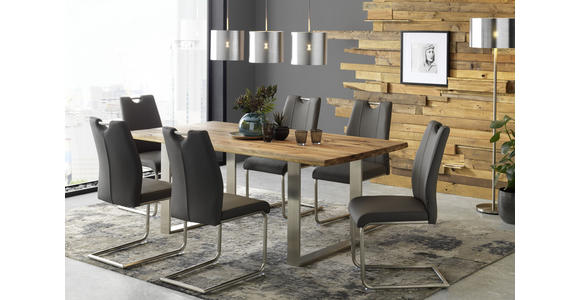 ESSTISCH in Holz, Metall 200/100/77 cm - Edelstahlfarben/Eichefarben, Natur, Holz/Metall (200/100/77cm) - Voleo