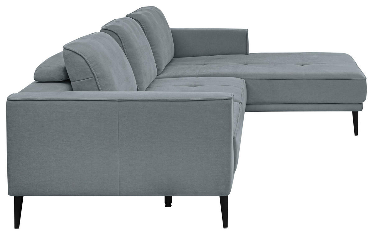 ECKSOFA Blaugrau Flachgewebe  - Blaugrau/Schwarz, KONVENTIONELL, Textil/Metall (279/193cm) - SetOne by Musterring