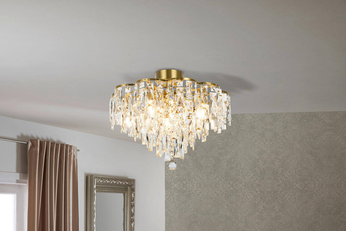 TAKLAMPA Aurelie  - klar/guldfärgad, Design, metall/glas (50/41cm) - Glandor