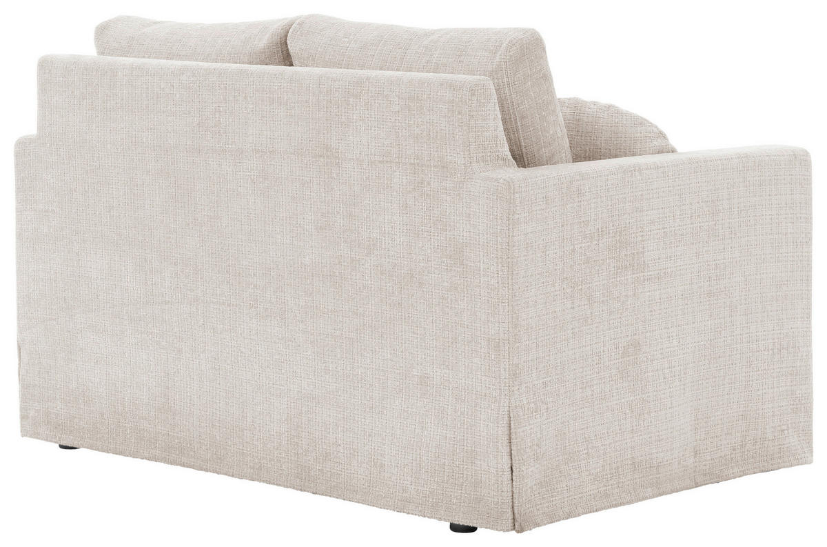 2-SITZER-SOFA PAPHOS in Chenille Creme  - Creme/Schwarz, Design, Kunststoff/Textil (140/89/95cm) - P & B