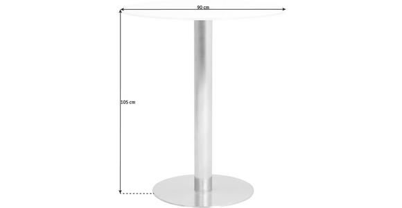 BARTISCH in Edelstahlfarben, Weiß - Edelstahlfarben/Weiß, Design, Glas/Metall (90/105cm) - Dieter Knoll