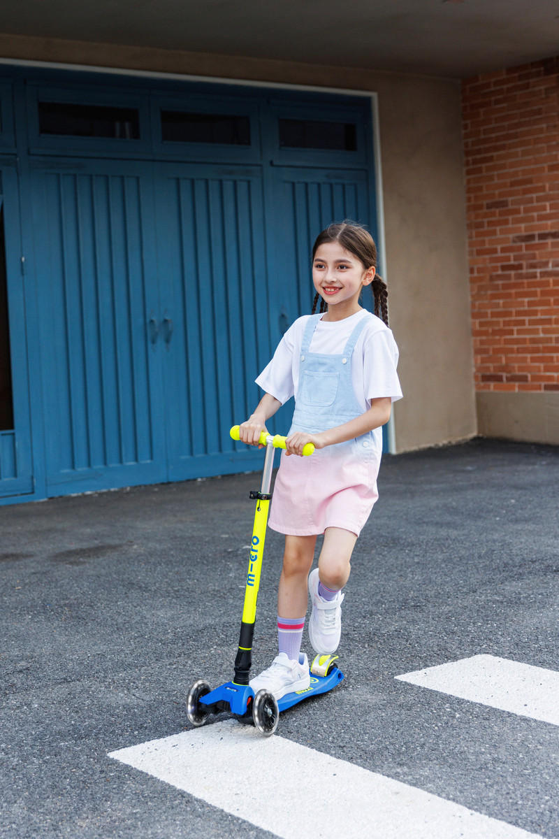 KINDERSCOOTER Maxi Foldable  - Blau/Gelb, Basics, Kunststoff (57/26,5/67-91cm)