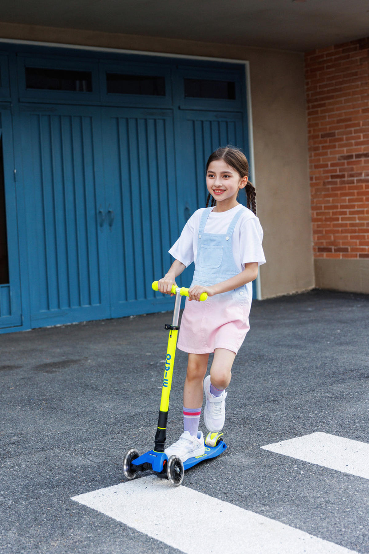 KINDERSCOOTER Maxi Foldable  - Blau/Gelb, Basics, Kunststoff (57/26,5/67-91cm)