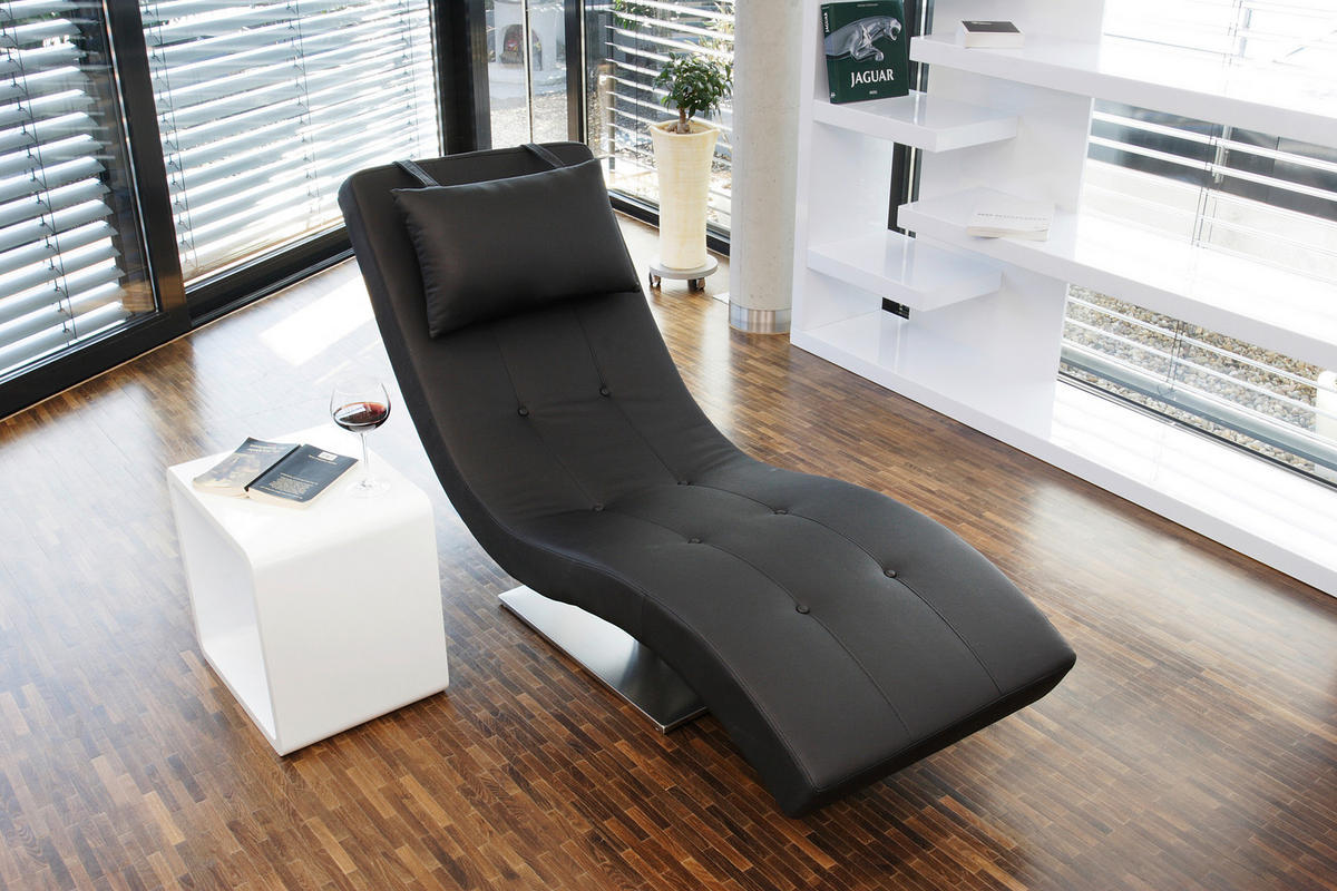 RELAXLIEGE Lederlook Schwarz  - Silberfarben/Schwarz, MODERN, Textil/Metall (60/82/170cm) - Livetastic