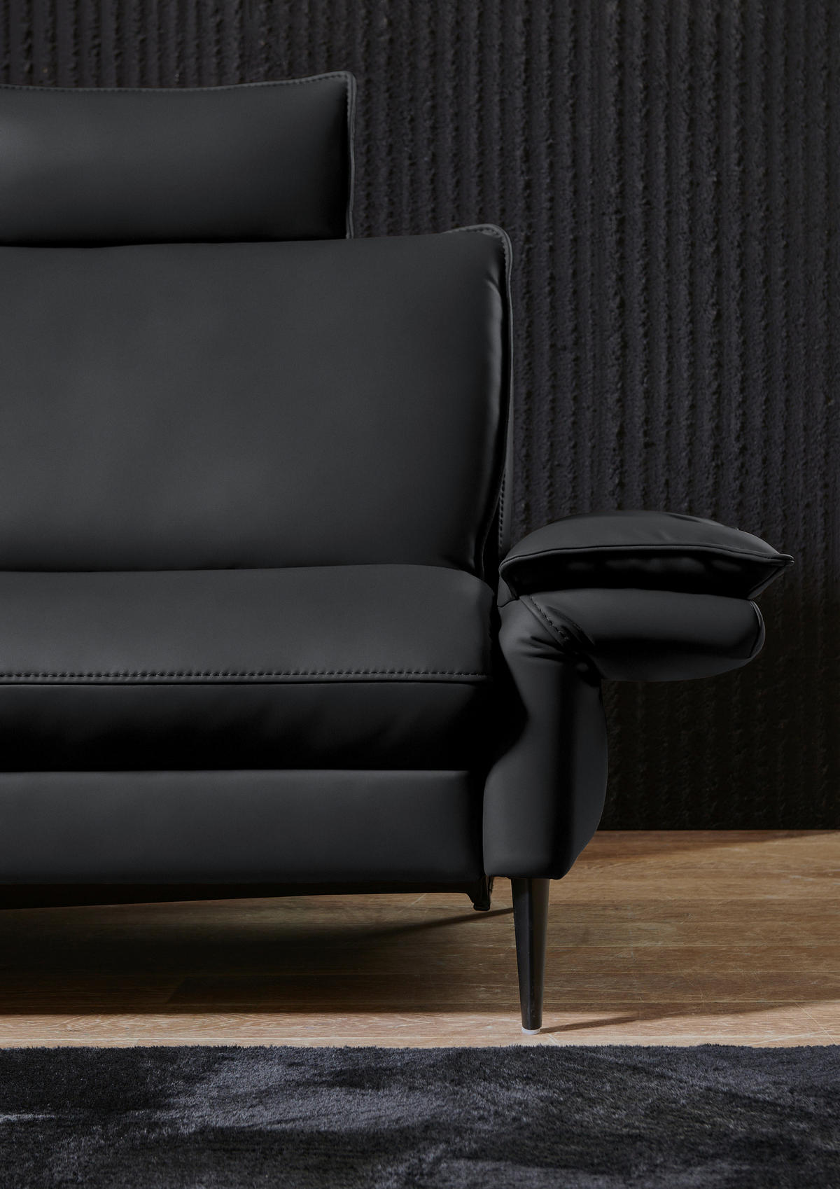 ECKSOFA in Echtleder Schieferfarben  - Schieferfarben/Schwarz, Design, Leder/Metall (172/334cm) - Valdera