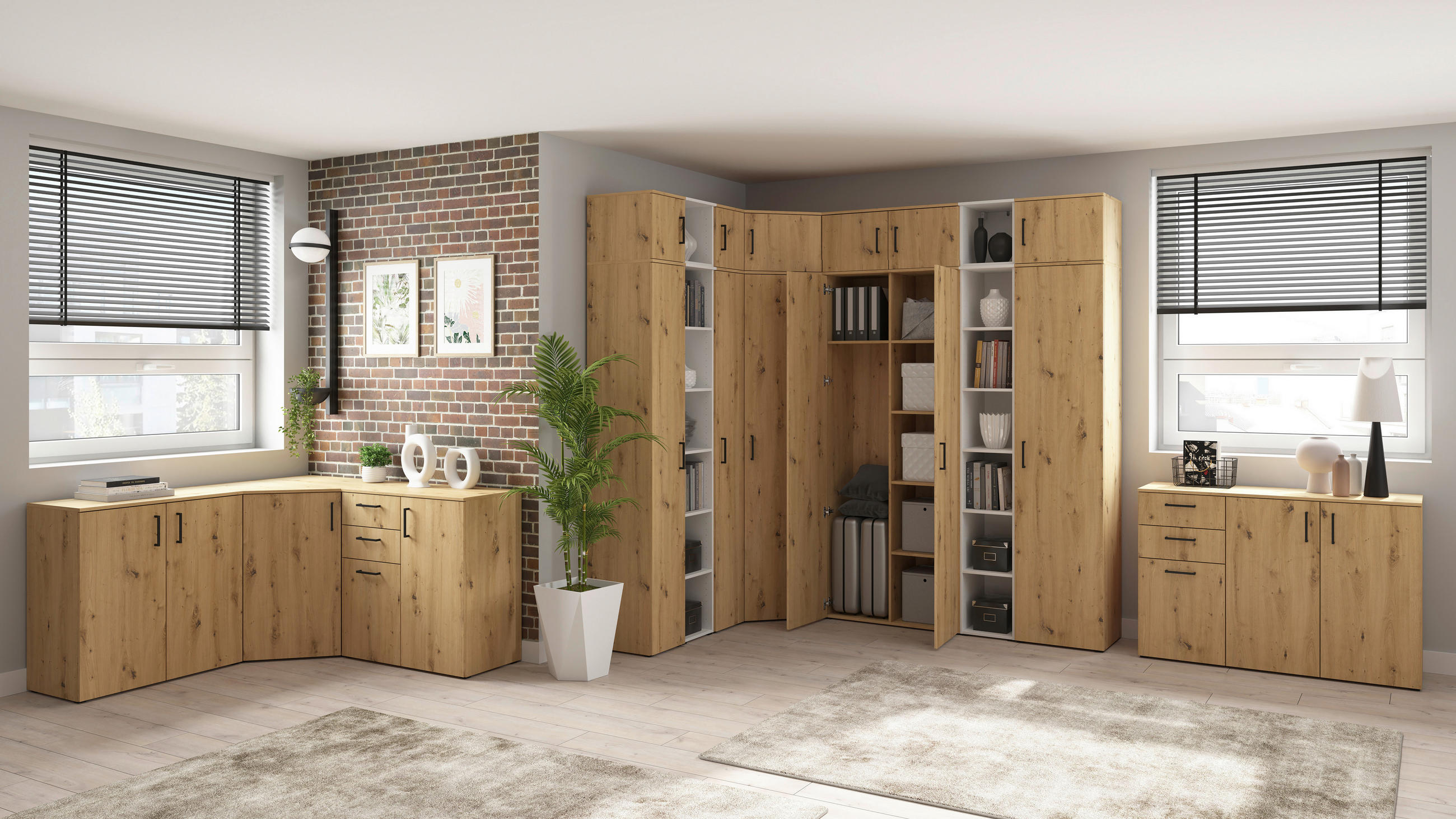 MEHRZWECKSCHRANK 30/83/40 cm  in Eiche Artisan  - Schwarz/Eiche Artisan, MODERN, Holzwerkstoff/Kunststoff (30/83/40cm) - Carryhome