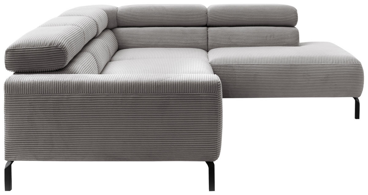 SEDEŽNA GARNITURA, rebrasti žamet siva  - črna/siva, Moderno, kovina/tekstil (276/221cm) - Pure Home Lifestyle