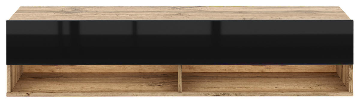 LOWBOARD DERBY  in 140/31,5/32,5 cm  - Schwarz Hochglanz/Eiche Wotan, Design, Holzwerkstoff (140/31,5/32,5cm) - Livetastic