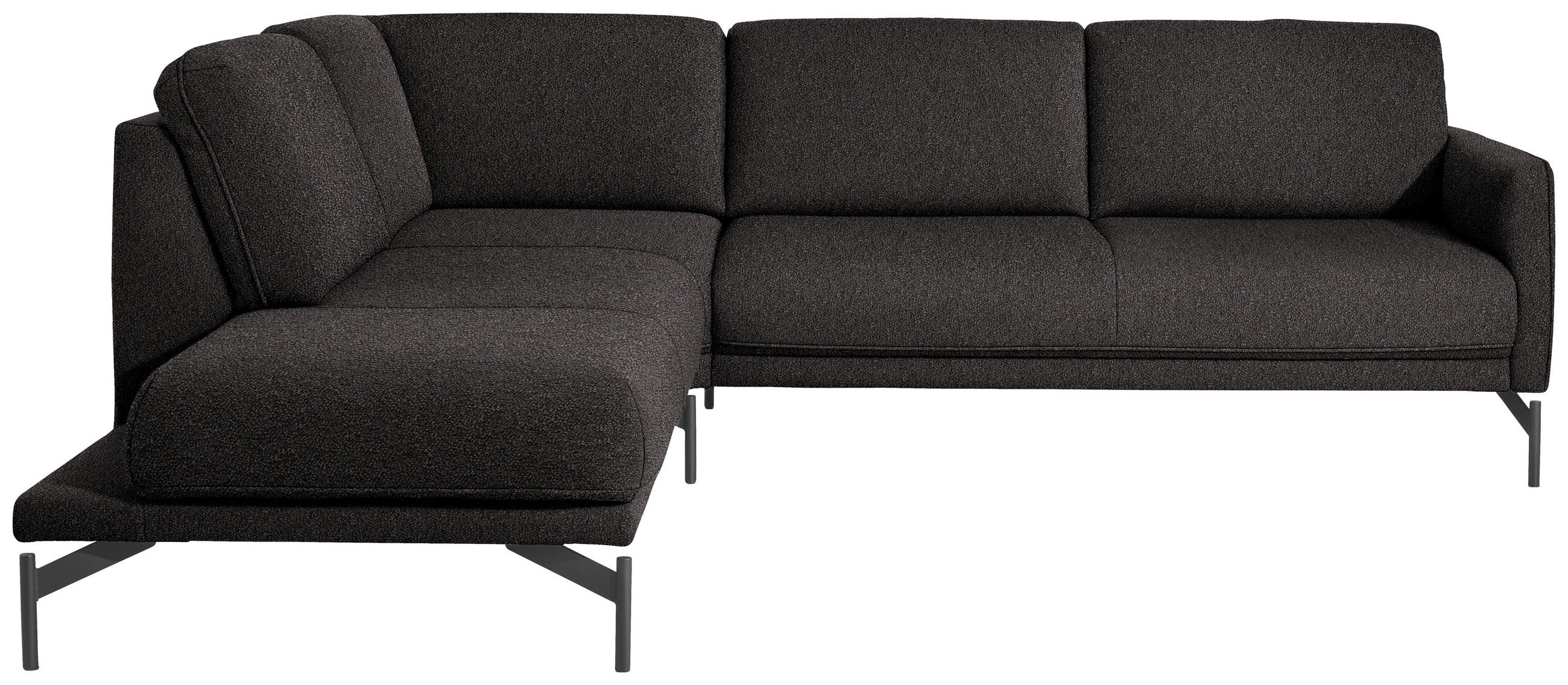 ECKSOFA in Flachgewebe, Struktur Graubraun  - Anthrazit/Graubraun, Design, Textil/Metall (230/254cm) - Johann Jakob
