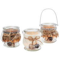 STOJAN NA SVÍČKU  sklo, přírodní materiály - bílá/hnědá, Basics, přírodní materiály/sklo (12/12cm) - X-Mas
