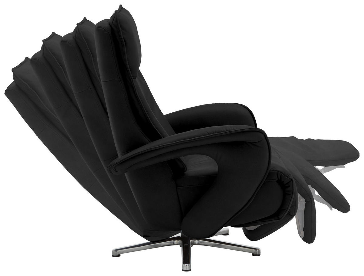 RELAXSESSEL in Leder Schwarz  - Chromfarben/Schwarz, Design, Leder/Metall (77/110/87cm) - Valdera