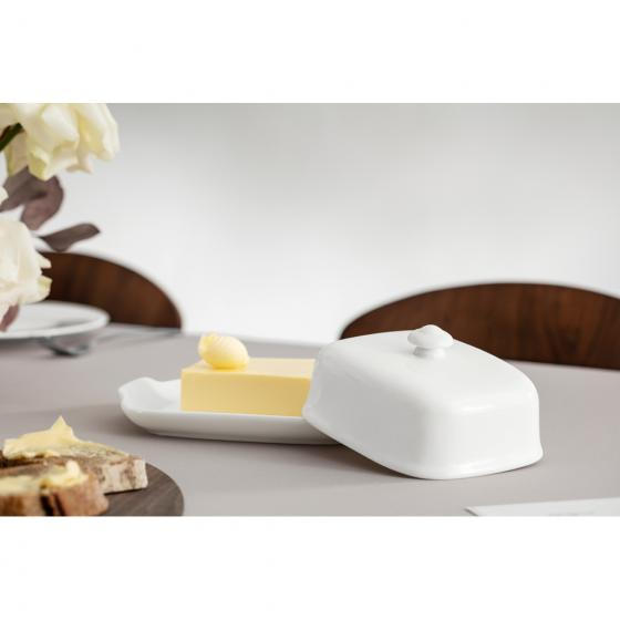BUTTERDOSENDECKEL Keramik Porzellan - Weiß, Basics, Keramik (15,1/11,5/7,1cm) - Noblesse - V&B