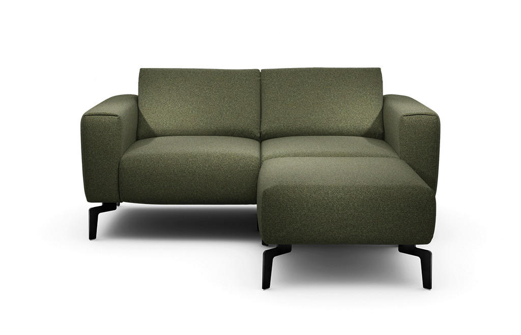 Zweisitzer inkl. Hocker Chenille Waldgrün  - Waldgrün/Schwarz, Design, Textil/Metall (180/86/86-94cm) - SENSOO