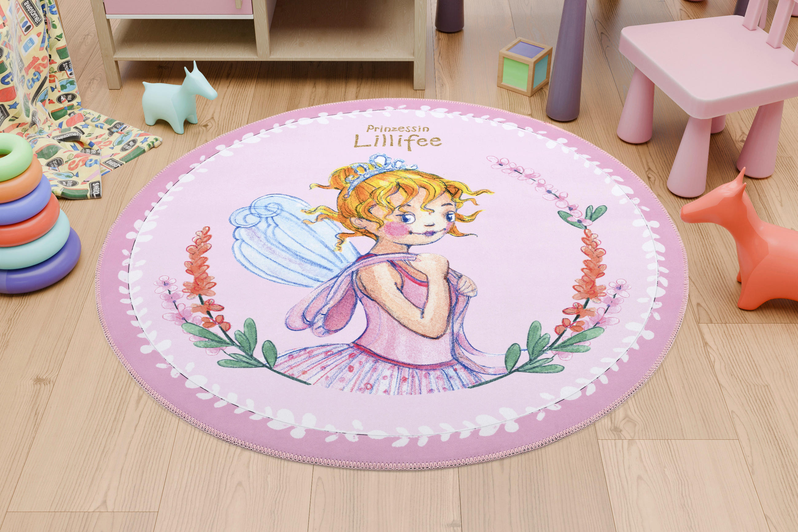 KINDERTEPPICH 100 cm Prinzessin Lillifee  - Hellrosa, Design, Textil (100cm)