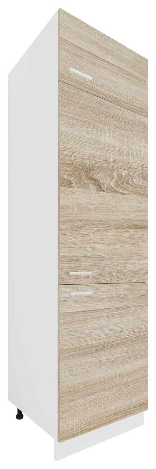 GESCHIRRSCHRANK 60/207/57 cm  in Sonoma Eiche, Weiß  - Alufarben/Weiß, KONVENTIONELL, Holzwerkstoff/Metall (60/207/57cm) - MID.YOU
