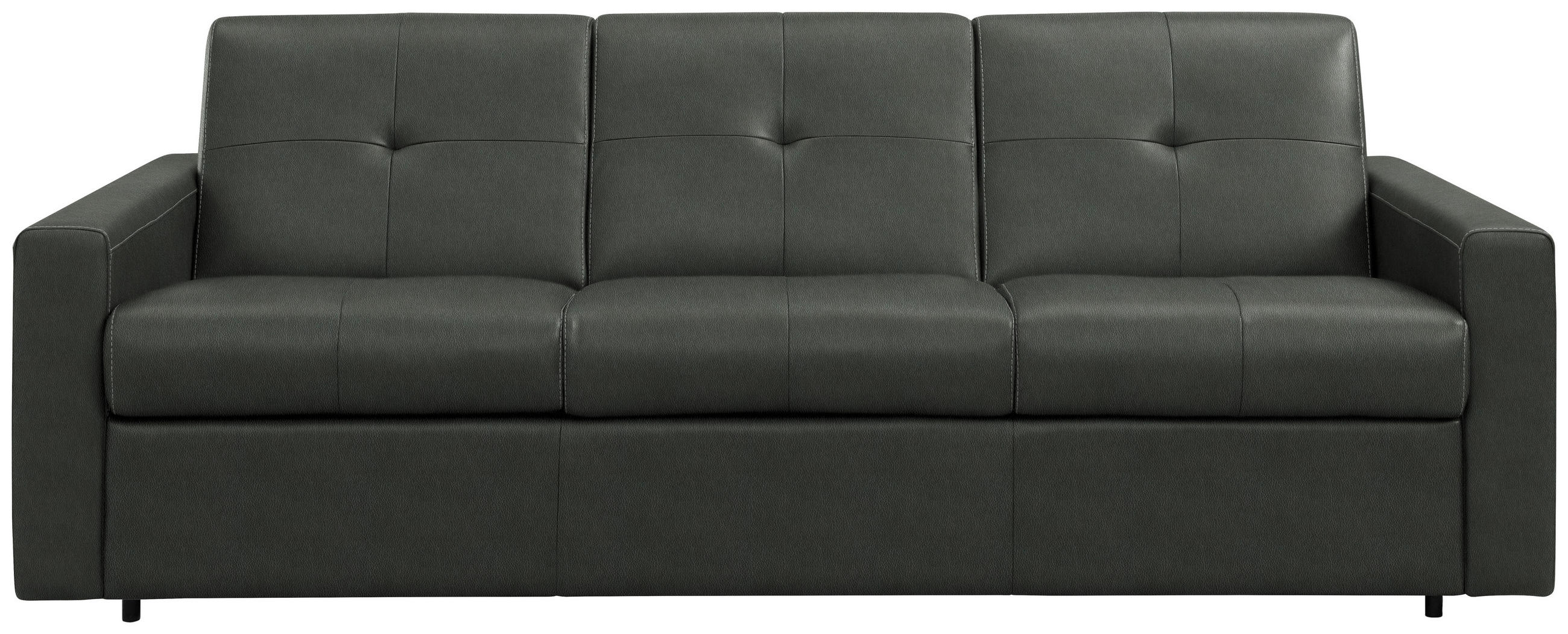 SCHLAFSOFA Dunkelgrau  - Dunkelgrau/Schwarz, Konventionell, Leder/Kunststoff (206/81/96cm) - Novel
