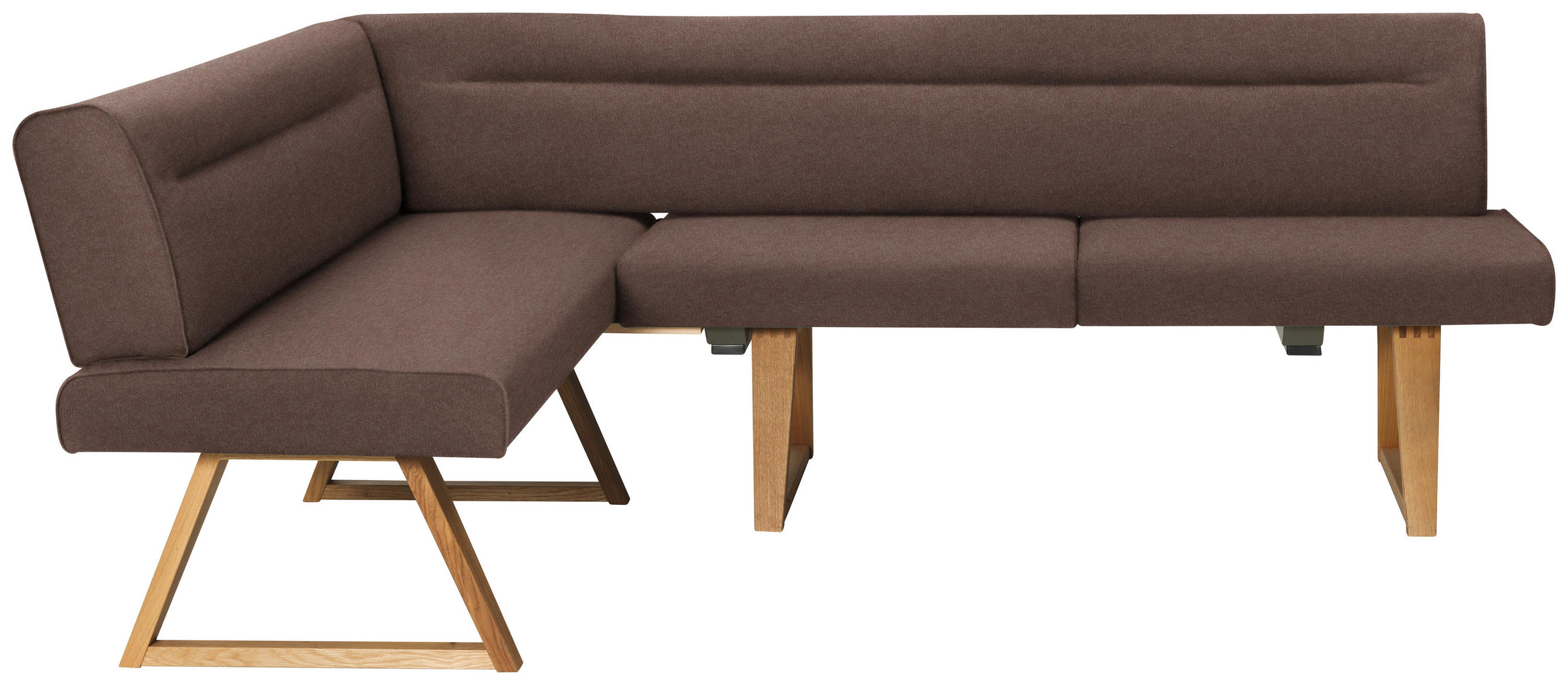 ECKBANK 170/230 cm Mikrofaser, Lederlook (vegan) Braun, Eichefarben Wildeiche massiv   - Eichefarben/Braun, KONVENTIONELL, Holz/Textil (170/230cm) - Moderano