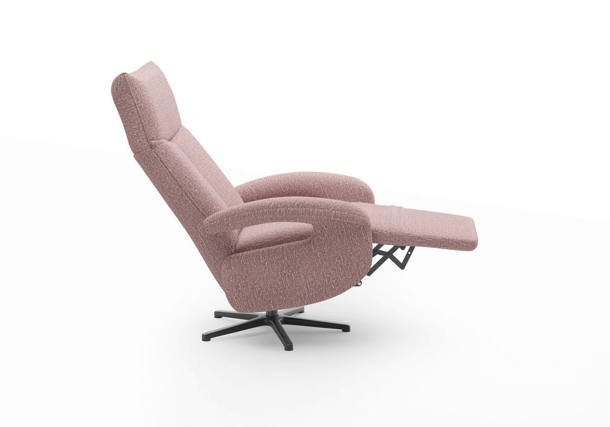 RELAXSESSEL Chenille Kopfteilverstellung, Rücken echt    - Aubergine/Schwarz, MODERN, Textil/Metall (74/112/82cm) - Sit & More