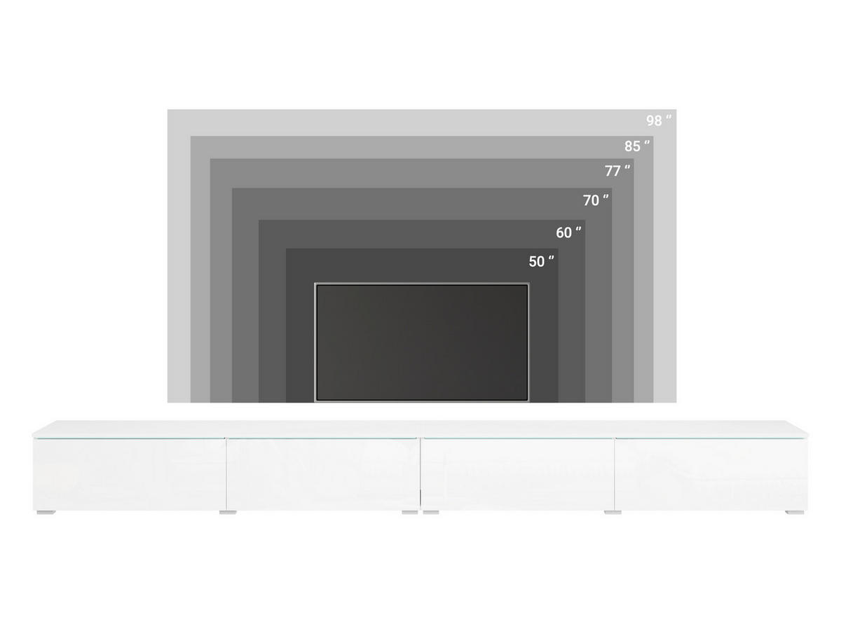 TV-SZEKRÉNY 300/32/33 cm  - magasfényű fehér/fehér, Basics, műanyag/faalapú anyag (300/32/33cm) - P & B