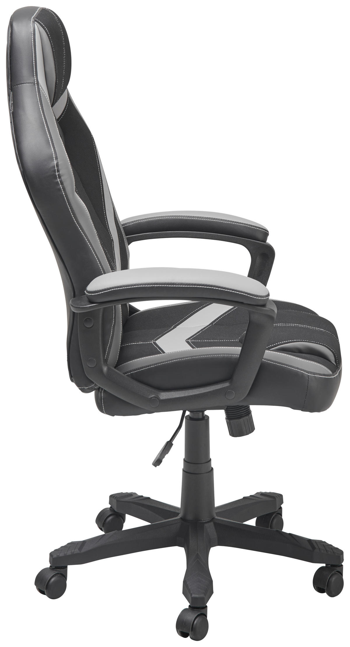 GAMINGSTUHL  in Lederlook, Mikrofaser Grau, Schwarz  - Schwarz/Grau, Lifestyle, Kunststoff/Textil (64,5/112-122/69cm) - Livetastic