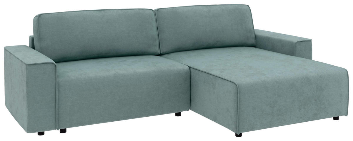 ECKSOFA in Struktur Mintgrau  - Mintgrau/Schwarz, Modern, Kunststoff/Textil (265/164cm) - Trendmanufaktur