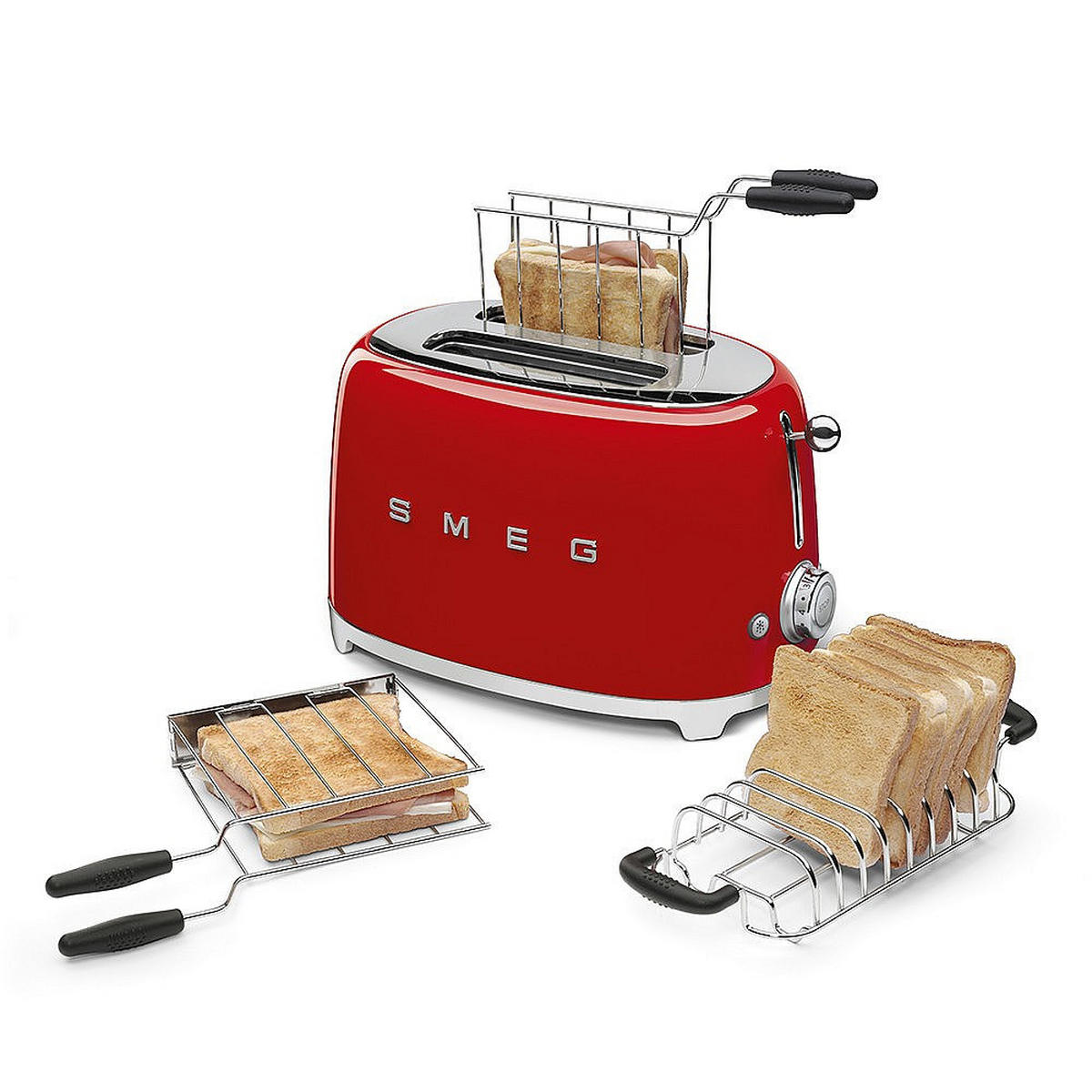 TOASTER  - Chromfarben/Rot, Basics, Metall (31/19,8/19,5cm) - SMEG