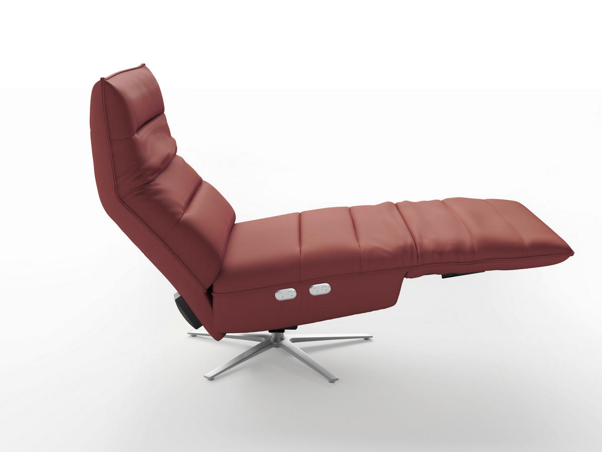 RELAXSESSEL Leder Rotbraun  - Rotbraun/Silberfarben, Basics, Leder/Metall (80/109/98cm) - Sit & More