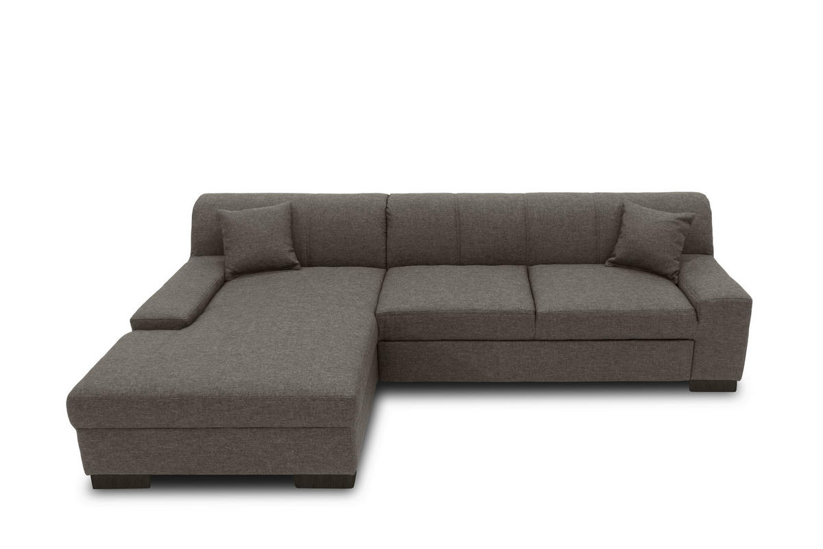 ECKSOFA Grau Webstoff  - Wengefarben/Grau, Design, Holz/Textil (153/268cm) - MID.YOU