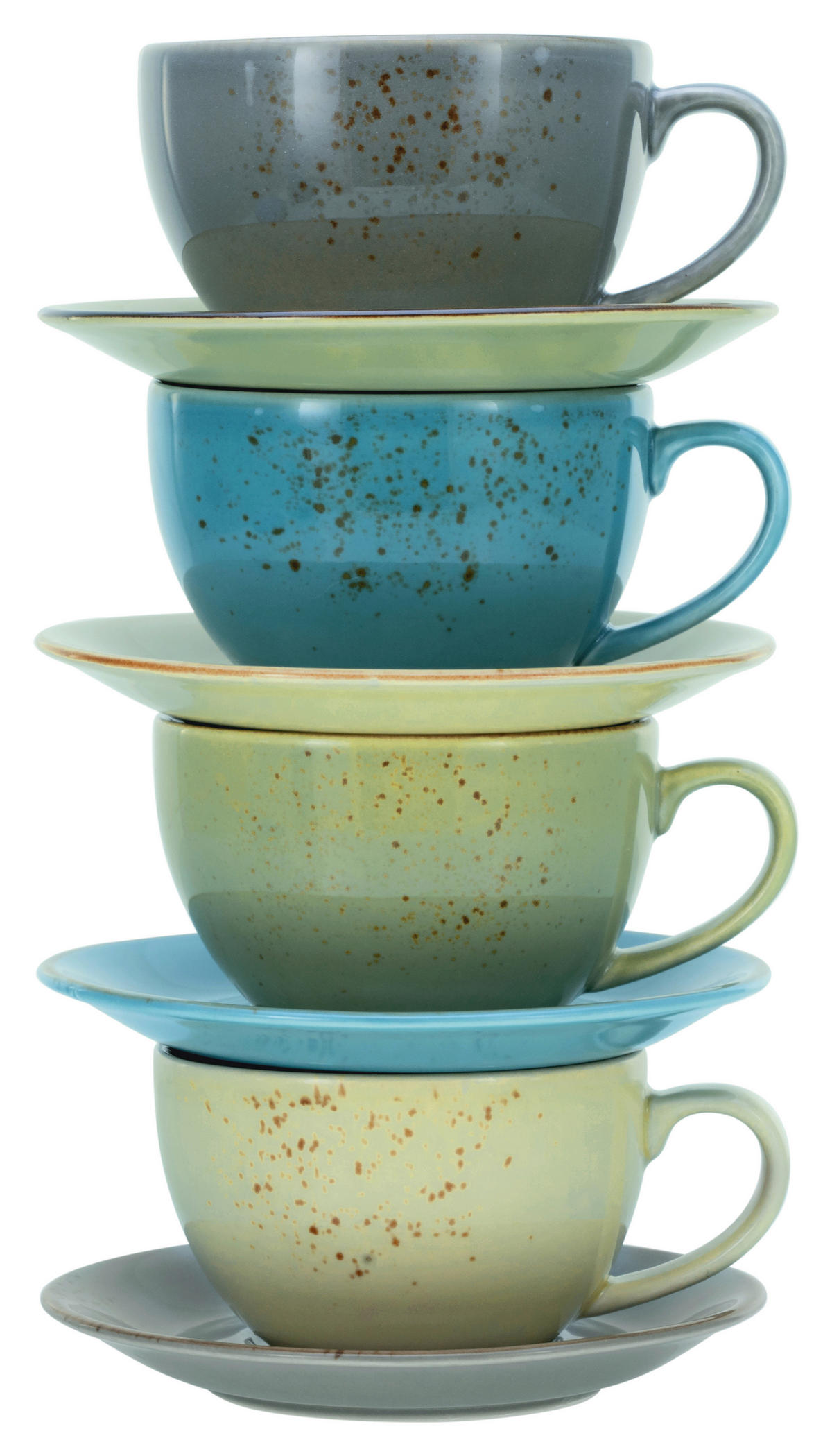 TASSENSET 8-teilig  - Blau/Beige, Trend, Keramik - Creatable