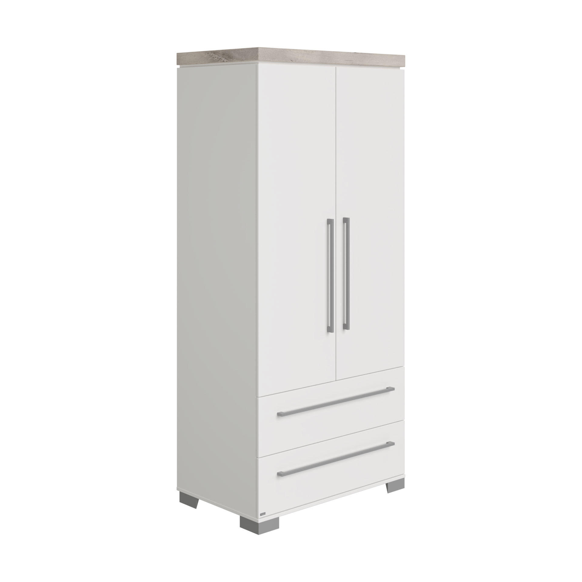 KLEIDERSCHRANK 2-türig Silbereichenfarben, Weiß  - Silberfarben/Weiß, Basics, Holzwerkstoff/Metall (94,8/205,9/55,6cm) - Paidi