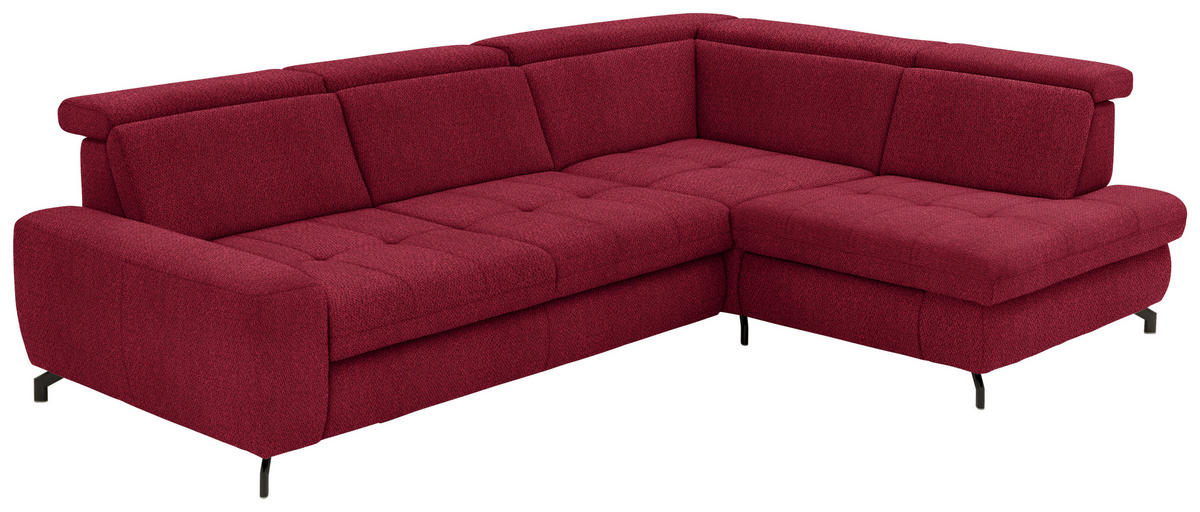 ECKSOFA in Chenille Rot  - Rot/Schwarz, Design, Textil/Metall (310/220cm) - Beldomo Style