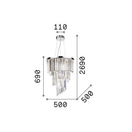 HÄNGELEUCHTE 50/82-161 cm  - Goldfarben, LIFESTYLE, Glas/Metall (50/82-161cm) - Ideal Lux
