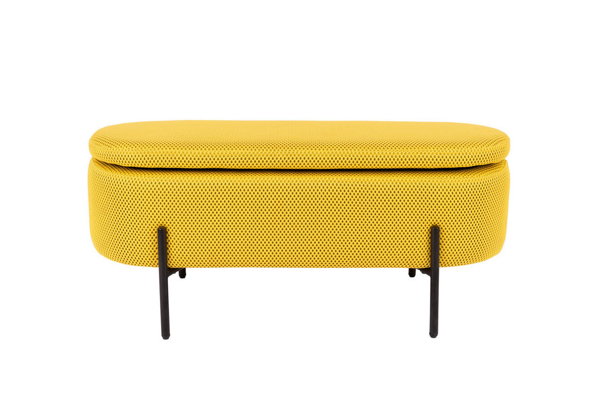 HOCKERBANK in Metall, Textil Gelb, Schwarz  - Gelb/Schwarz, Design, Textil/Metall (95/36/43cm)