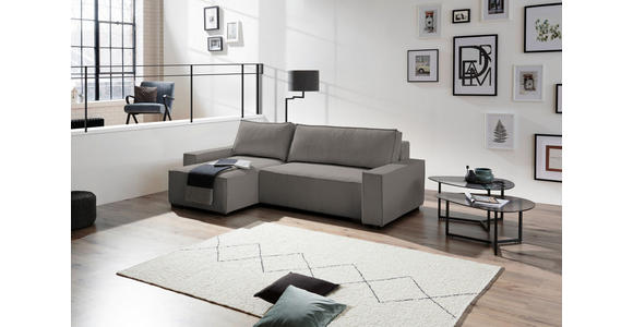 ECKSOFA in Cord, Webstoff Braun  - Schwarz/Braun, MODERN, Holz/Textil (157/265cm) - Carryhome