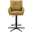 BARHOCKER Leinenoptik Gelb, Schwarz Eisen Sitzfläche 360° drehbar, Stoffauswahl  - Taupe/Gelb, Design, Textil/Metall (58/103-123/61cm) - Novel