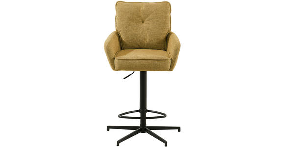 BARHOCKER Leinenoptik Gelb, Schwarz Eisen Sitzfläche 360° drehbar, Stoffauswahl - Taupe/Gelb, Design, Textil/Metall (58/103-123/61cm) - Novel
