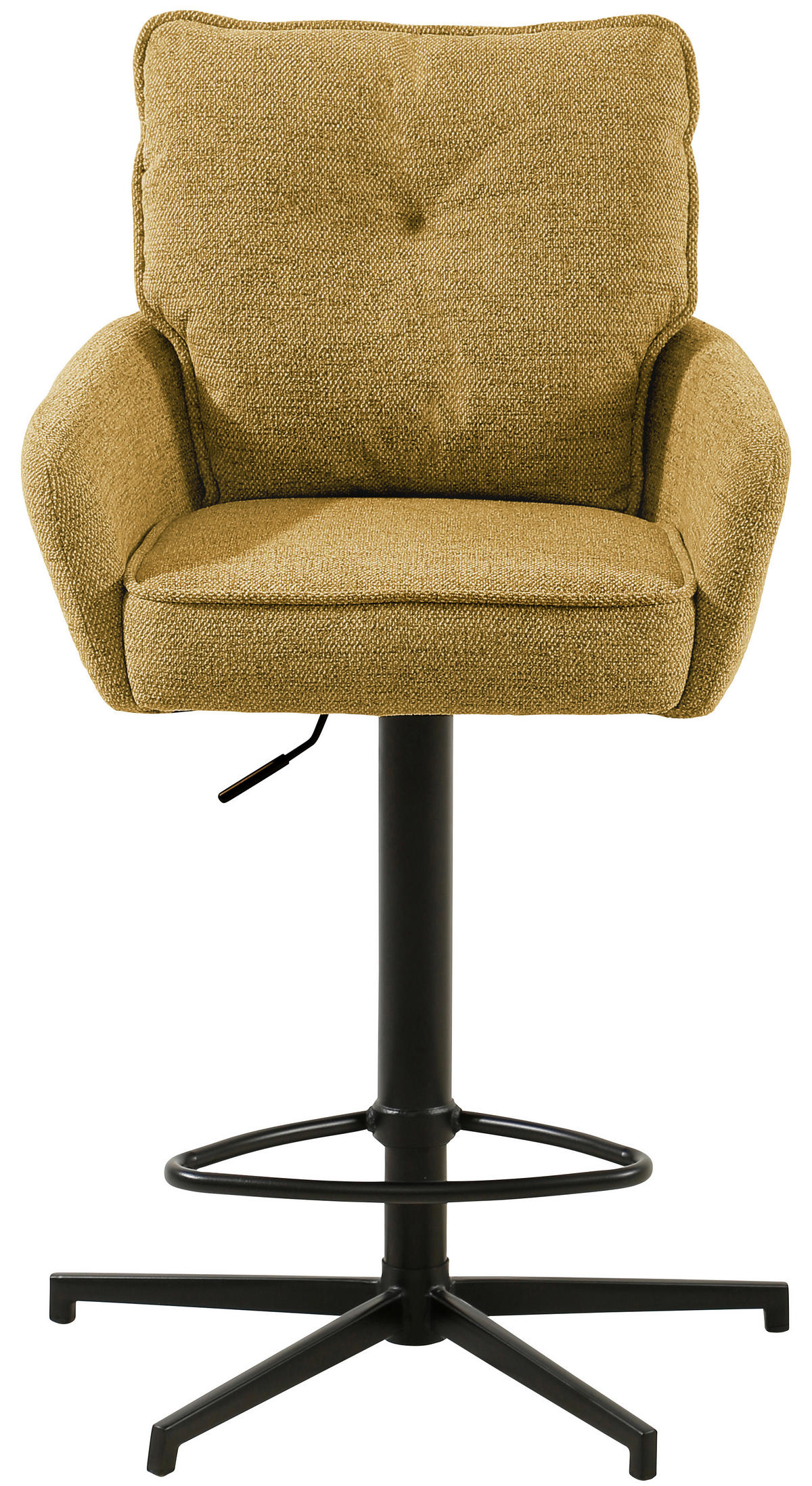BARHOCKER Leinenoptik Gelb, Schwarz Eisen Sitzfläche 360° drehbar, Stoffauswahl  - Taupe/Gelb, Design, Textil/Metall (58/103-123/61cm) - Novel