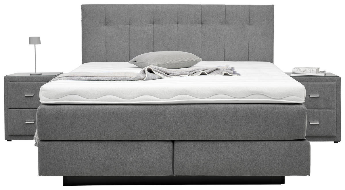 BOXSPRINGBETT 180/200 cm  in Grau  - Schwarz/Grau, Modern, Holzwerkstoff/Kunststoff (180/200cm) - Beldomo - Sleep