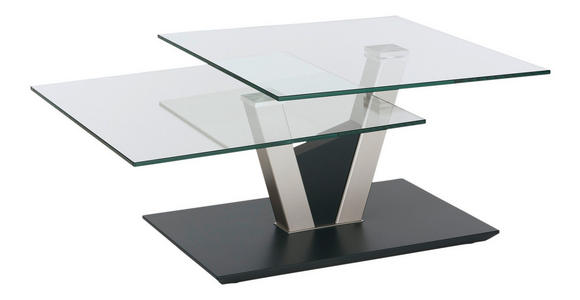 COUCHTISCH rechteckig Anthrazit, Nickelfarben 118/65/36-43 cm  - Anthrazit/Silberfarben, MODERN, Glas/Holzwerkstoff (118/65/36-43cm) - Venda