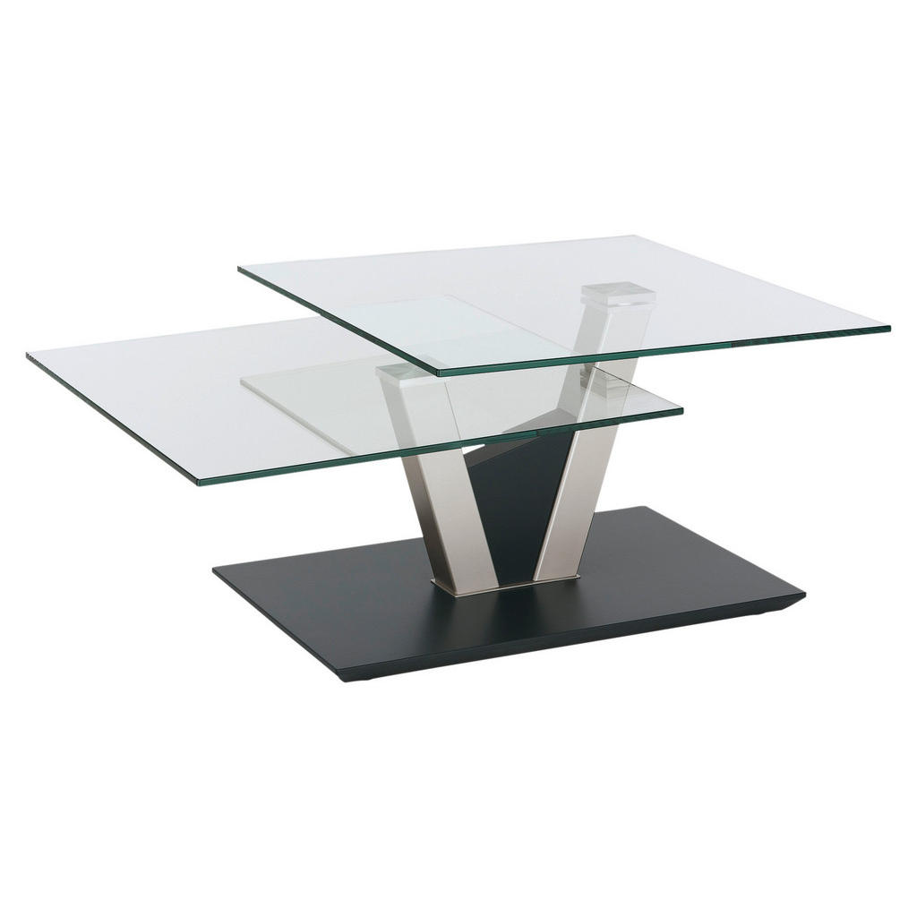 Thumbnail - Venda Couchtisch, Anthrazit, Nickel, Glas, Holzwerkstoff, rechteckig, Säule, Bodenplatte, 65x36-43x118 cm, Wohnzimmer, W...