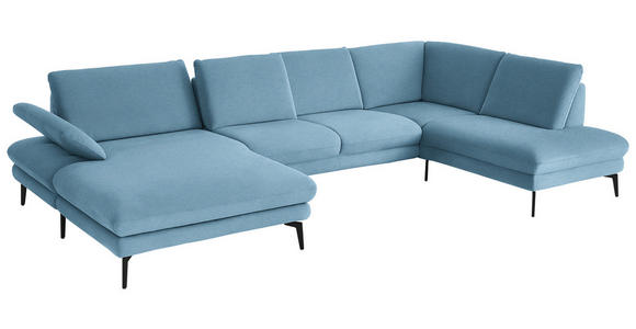 WOHNLANDSCHAFT  in Chenille, Flachgewebe Blau  - Blau/Schwarz, Design, Textil/Metall (180/344/208cm) - Dieter Knoll