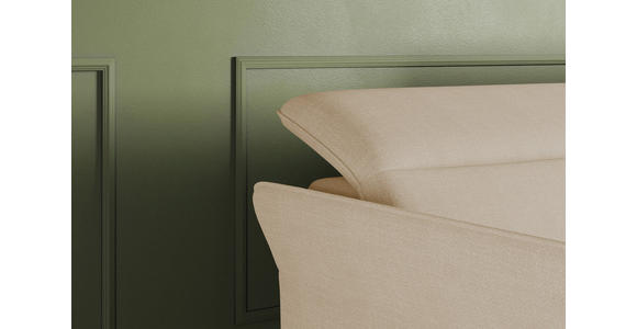 ECKSOFA Beige Flachgewebe Rücken echt, Kopfteilverstellung, Sitztiefenverstellung  - Beige/Schwarz, KONVENTIONELL, Textil/Metall (272/175cm) - Carryhome