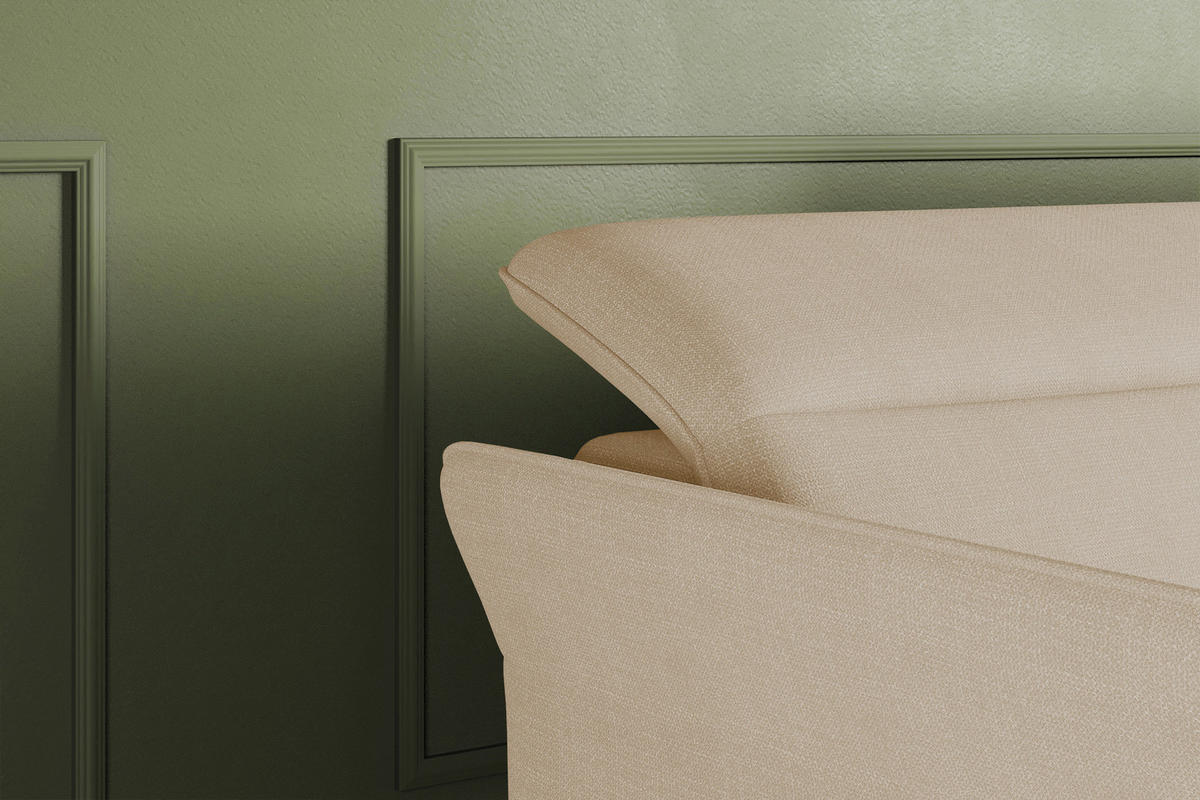 ECKSOFA Beige Flachgewebe Rücken echt, Kopfteilverstellung, Sitztiefenverstellung  - Beige/Schwarz, KONVENTIONELL, Textil/Metall (272/175cm) - Carryhome