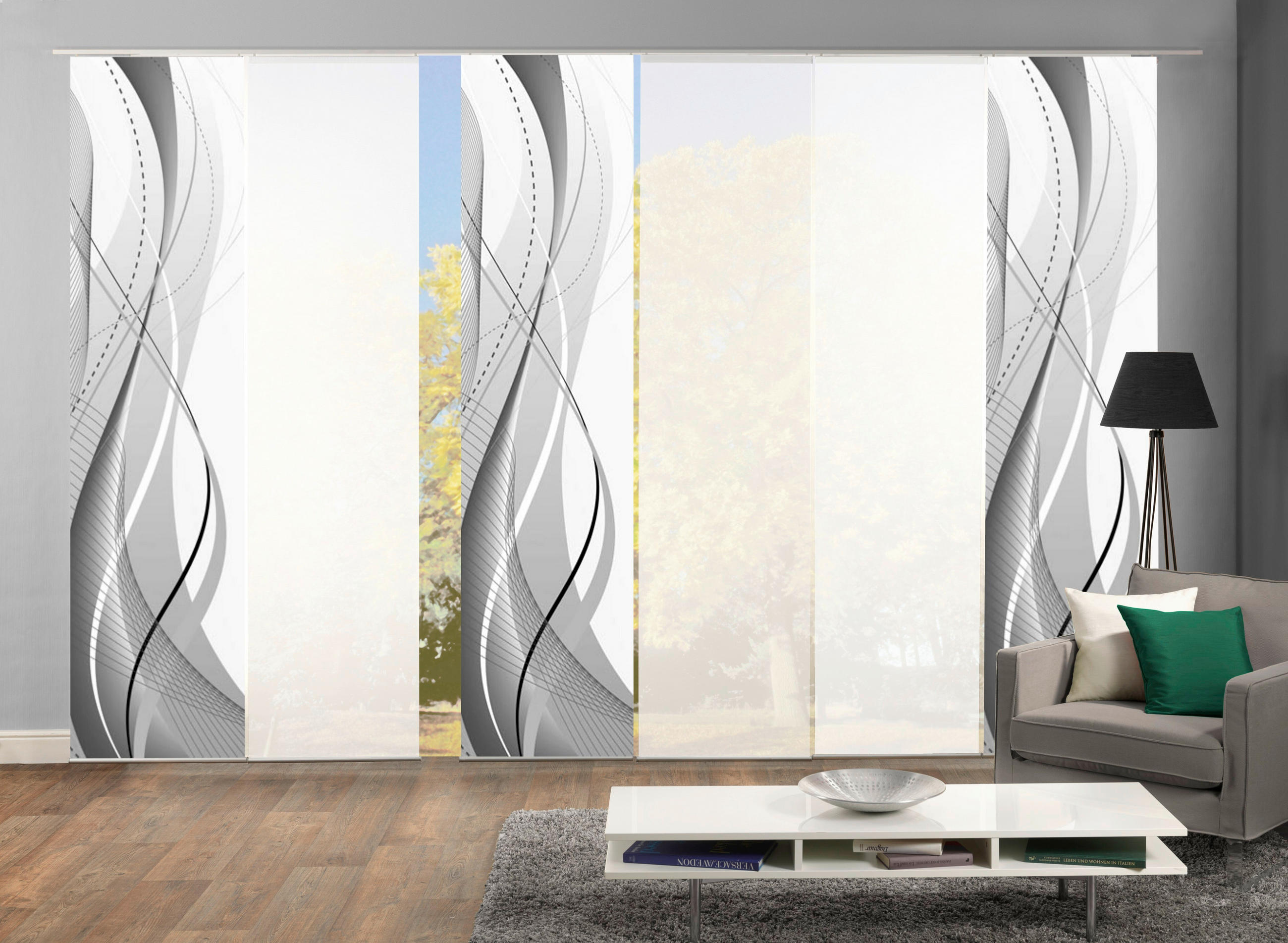 PANELOVÝ ZÁVĚS, 6x60/245 cm - šedá, Design, textil (6x60/245cm)