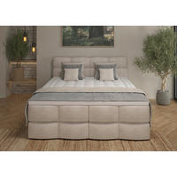 BOXSPRINGBETT 160/200 cm,  in Elfenbein, gepolstertes Kopfteil, Bettkasten, Topper, Matratzen, H3 + H3 = fest  - Elfenbein/Schwarz, Design, Kunststoff/Textil (160/200cm) - Chameo