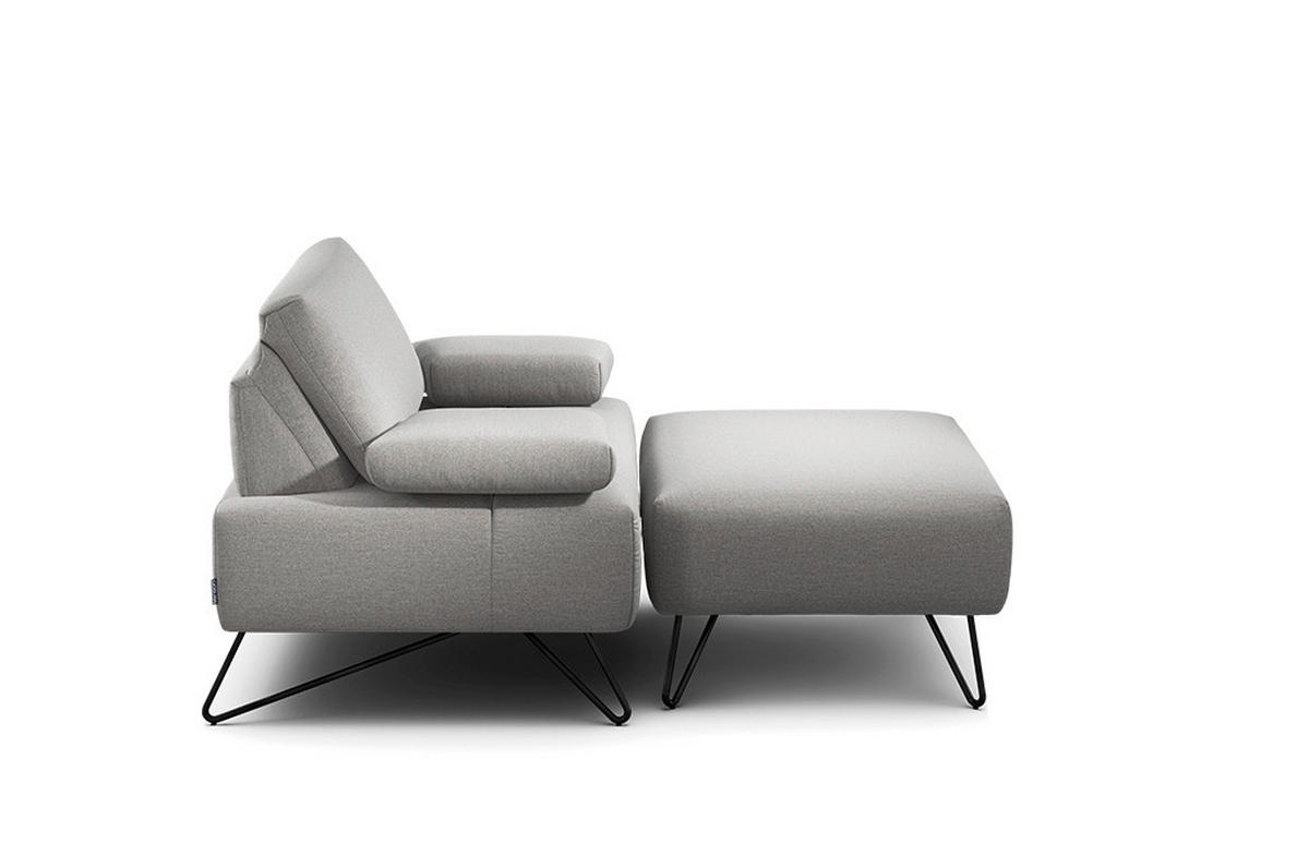 SESSELSET in Chenille Hellgrau  - Hellgrau/Schwarz, Design, Textil/Metall (114-142/85/86-94cm) - SENSOO